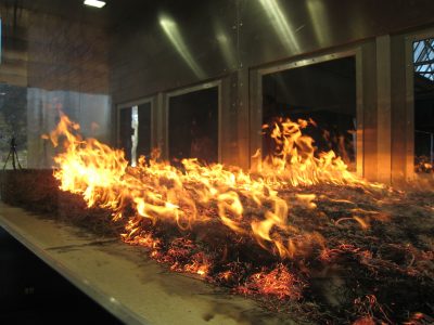 Pyrotron en el Laboratorio Nacional de Investigación del Comportamiento de Incendios Forestales en Black Mountain, Canberra. Foto: CSIRO.