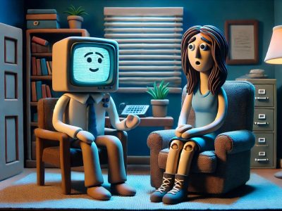 La IA utiliza la terapia cognitivo-conductual cuando se le solicita que brinde asesoramiento terapéutico. Imagen: Ilustración de estilo Gumby creada con IA por especialistas de la UNSW Sídney.