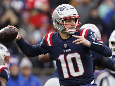 De ganar, Drake Maye (New England Patriots) se convertirá en el quarterback más joven en ganar un Super Bowl. EFE/EPA/CJ GUNTHER