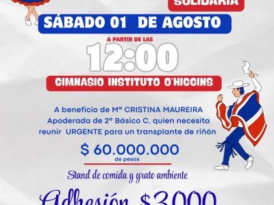 Gala folclórica solidaria en apoyo a María Cristina Maureira en el Instituto O'Higgins.
