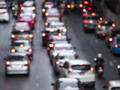 Busy crowded traffic jam on the road