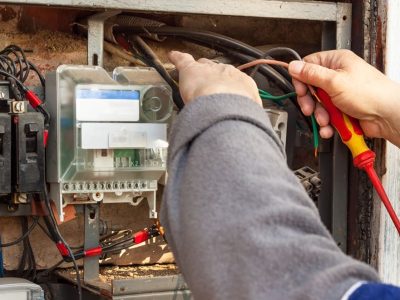 Repair,Of,Old,Electrical,Switchgear.,An,Electrician,Replaces,Old,Electrical
