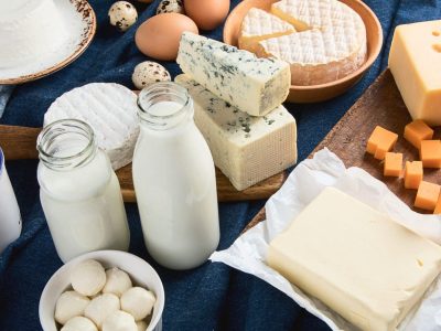 Different types of dairy products and eggs