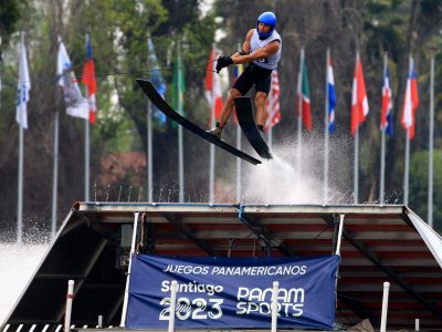 SANTIAGO, CHILE – OCT 23: Emile Ritter de Chile compite en Salto durante los Juegos Panamericanos Santiago 2023 en la laguna Los Morros, San Bernardo Santiago, Chile. / Emile Ritter of Chile competes in Jump during the Santiago 2023 Pan American Games in Los Morros lagoon, San Bernardo Santiago, Chile.(Foto de Javier Valdes Larrondo/Santiago 2023 vía Photosports)